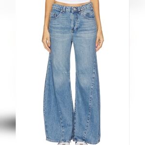 Free People Light Blue Wide Leg Flare Jeans